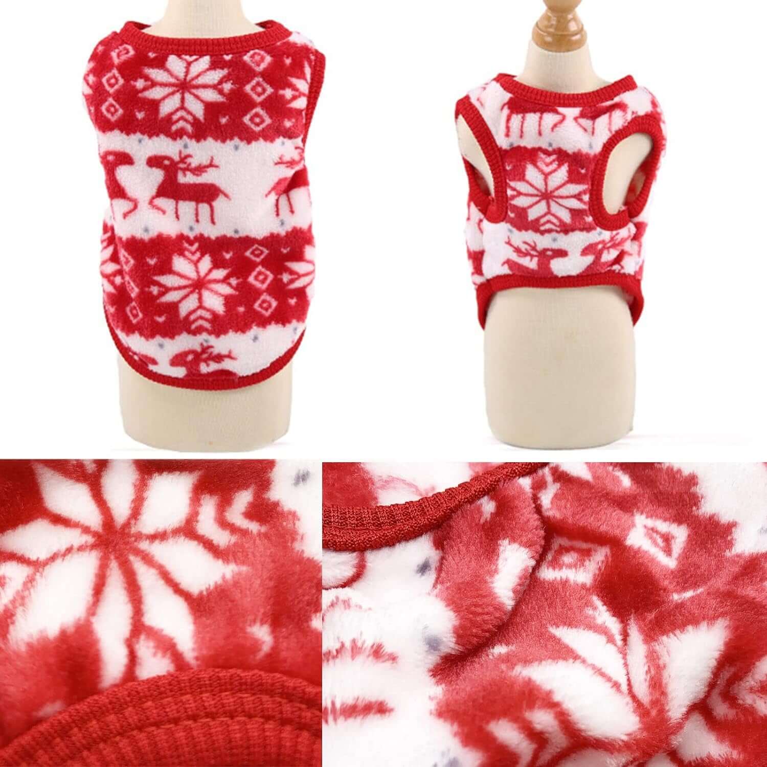 Small Dog Cat Christmas Sweater, Pet Supplies Costume Xmas Clothes Dog Jumpers Snowflake Elk Pattern Christmas Outfits for Dogs Puppy Kitten Cats (Large, Red Snowflake)